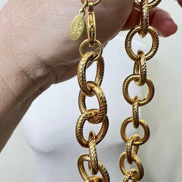 Vintage Kenneth Jay Lane Chunky Turquoise Blue & Gold Beaded Dangle Necklace 30” - Picture 8 of 8